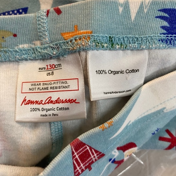 Hanna Andersson Kid’s Size 130cm/US 8 Skiing Santa’s Pajama Top & Bottom Set - Picture 5 of 7